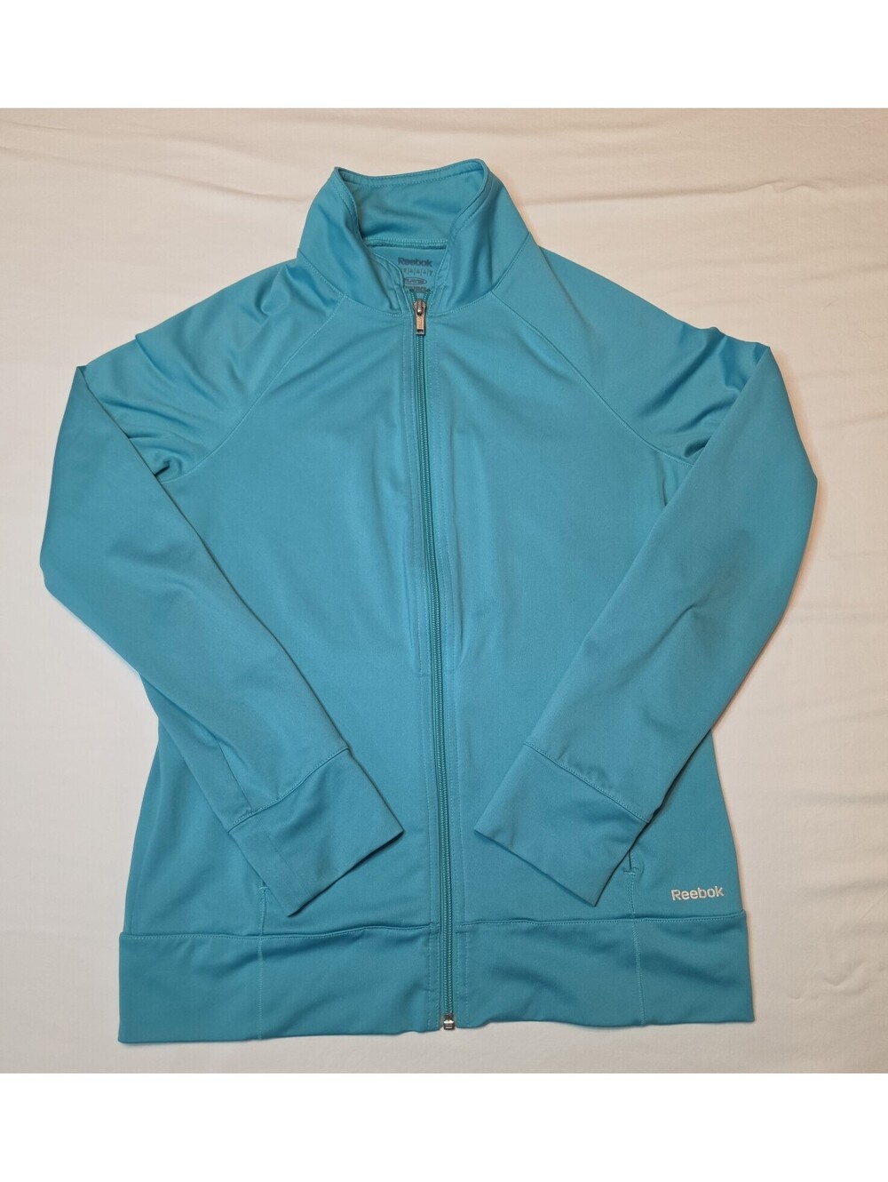 Reebok PlayDry Women’s Small Teal Full Zip Stretch Athletic Track Jacket